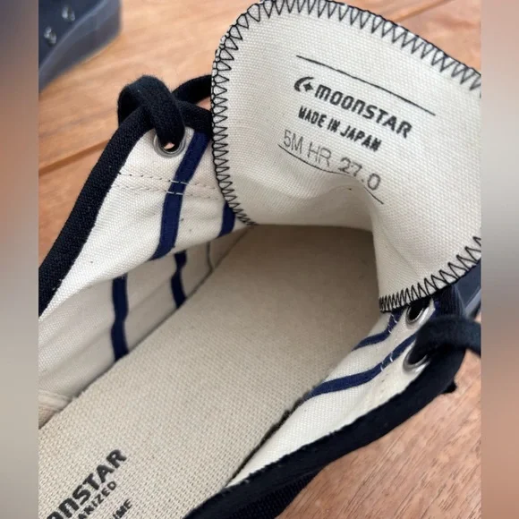 MOONSTAR GYM CLASSICS US Men’s 9 Vulcanized Unisex Sneakers Japan 27 Black NEW - Picture 7 of 15